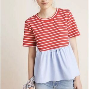 Anthropologie Red and Light Blue